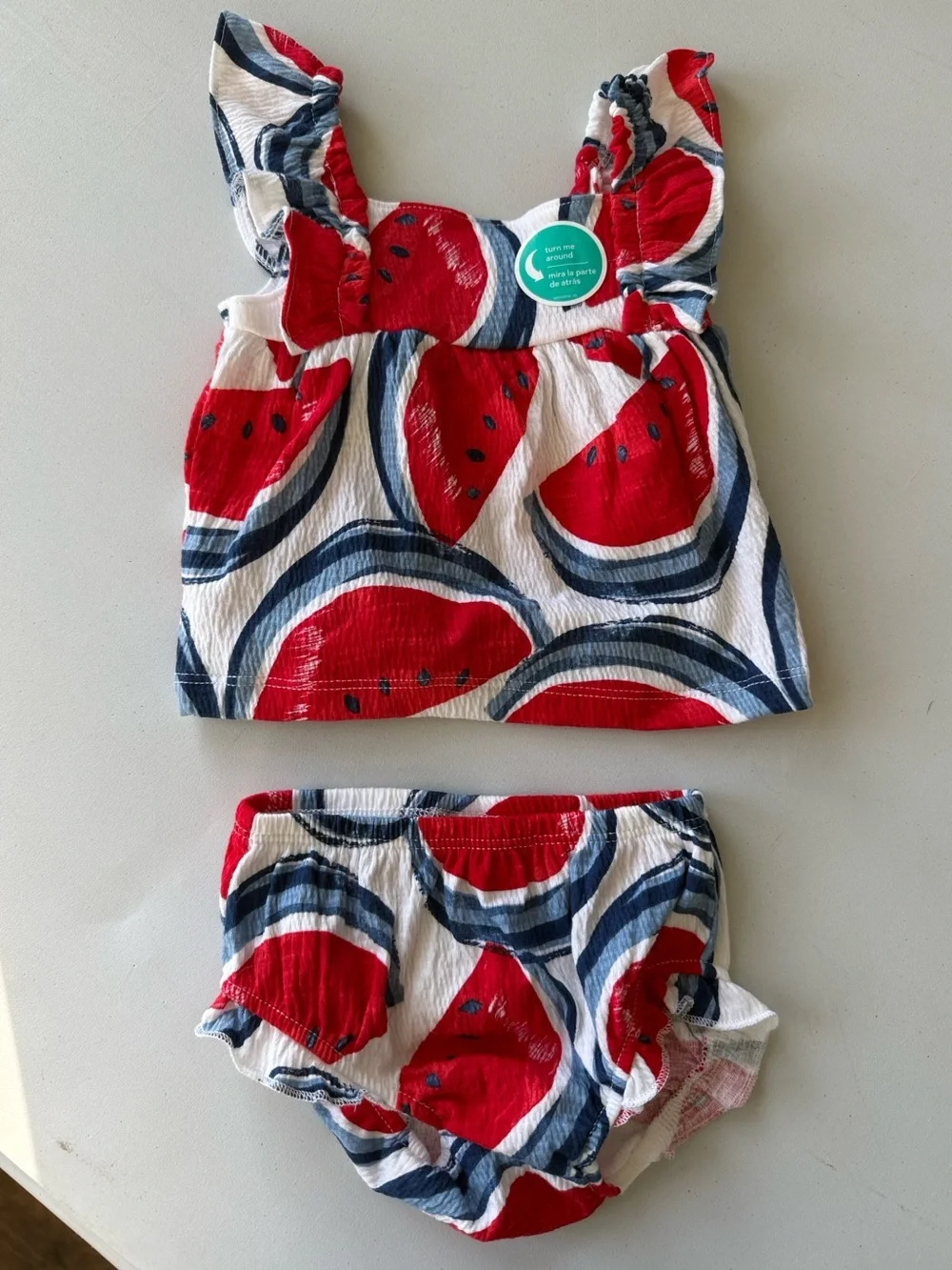 Carter's Red and Blue Watermelon Print Baby Matching Set